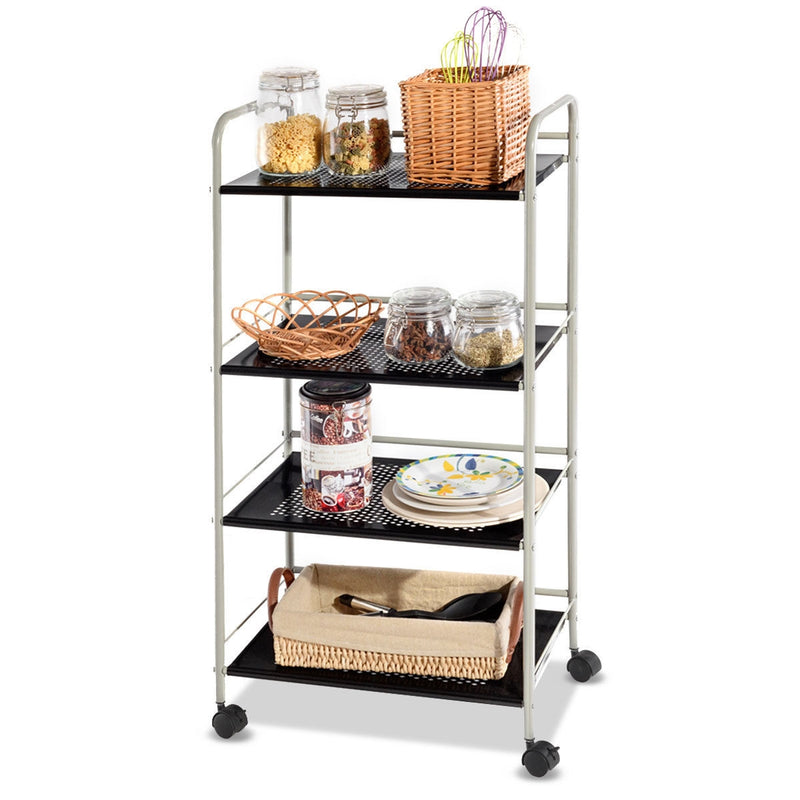 4-Tier Metal Rolling Storage Rack Bathroom Cart