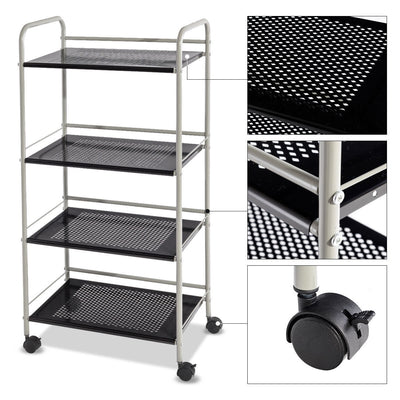 4-Tier Metal Rolling Storage Rack Bathroom Cart