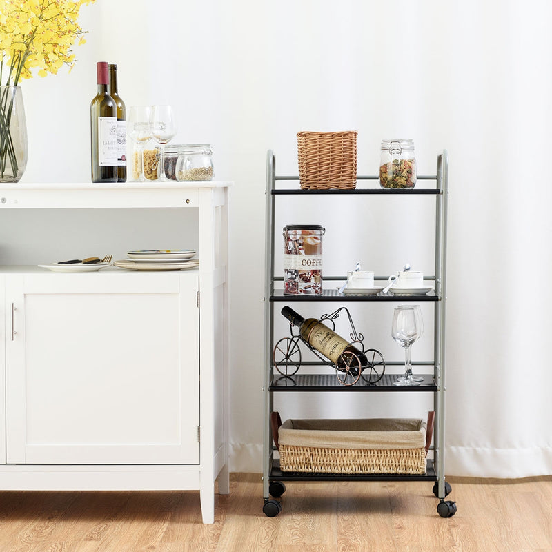 4-Tier Metal Rolling Storage Rack Bathroom Cart