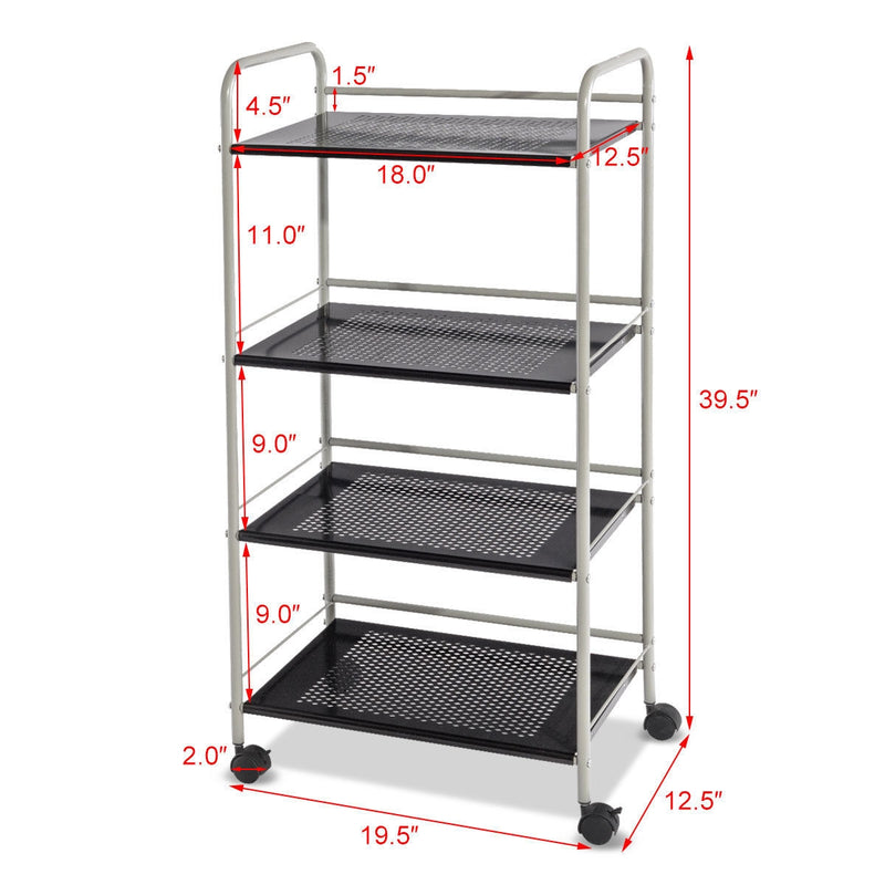 4-Tier Metal Rolling Storage Rack Bathroom Cart