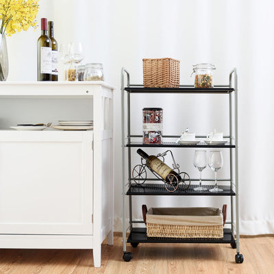 4-Tier Metal Rolling Storage Rack Bathroom Kitchen Cart