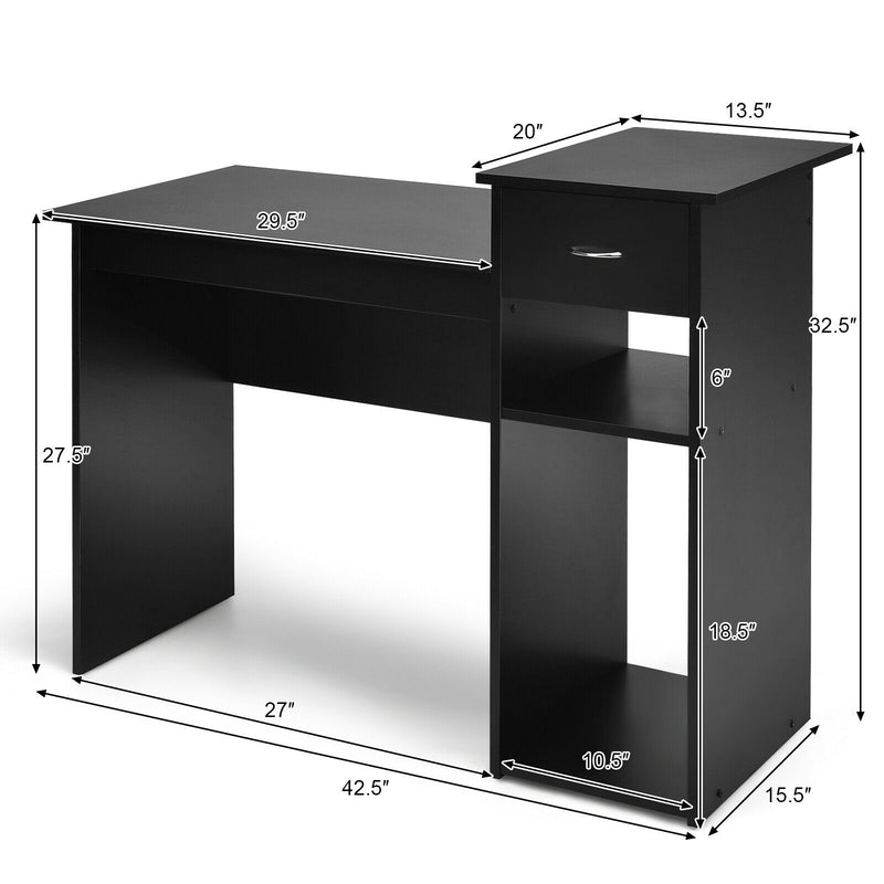 Computer Desk PC Laptop Table with Drawer and Shelf