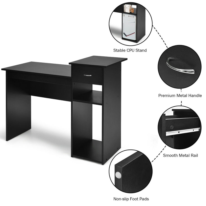 Computer Desk PC Laptop Table with Drawer and Shelf