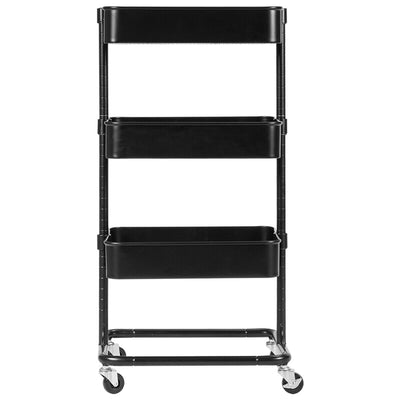 3-Tier Metal Rolling Storage Cart with Adjustable Shelves