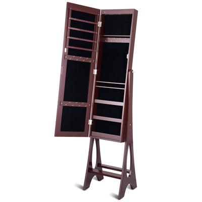 LED Jewelry Cabinet Armoire Organizer with Bevel Edge Mirror