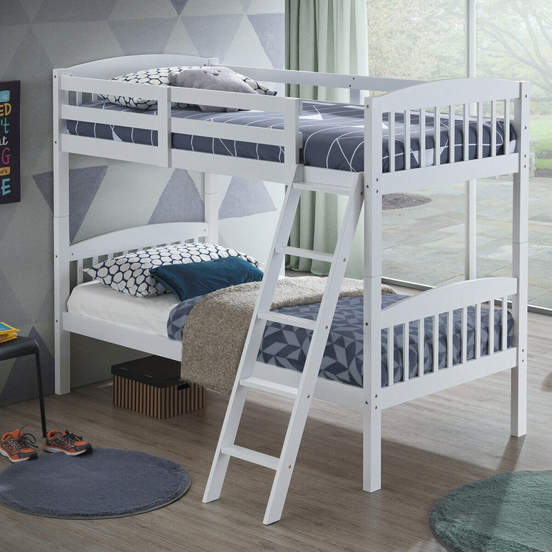 Hardwood Bunk Beds with Kid Bed Ladder