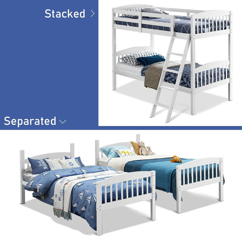 Hardwood Bunk Beds with Kid Bed Ladder