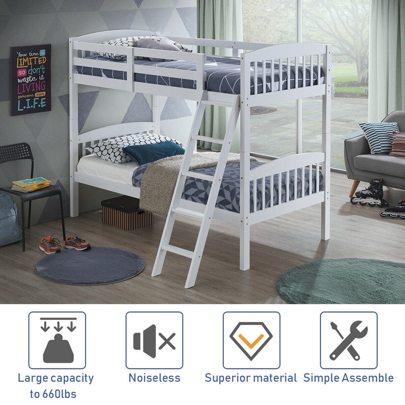 Hardwood Bunk Beds with Kid Bed Ladder