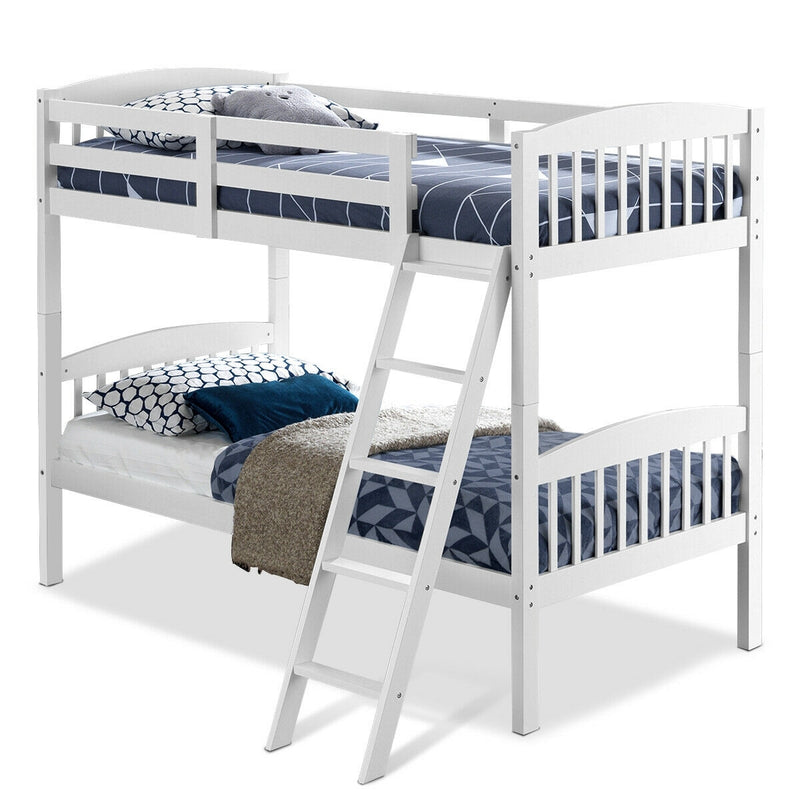 Hardwood Bunk Beds with Kid Bed Ladder