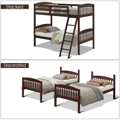 Hardwood Bunk Beds with Kid Bed Ladder