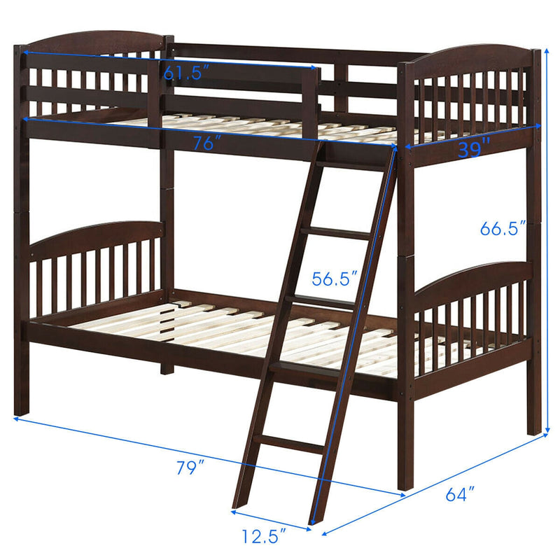 Hardwood Bunk Beds with Kid Bed Ladder