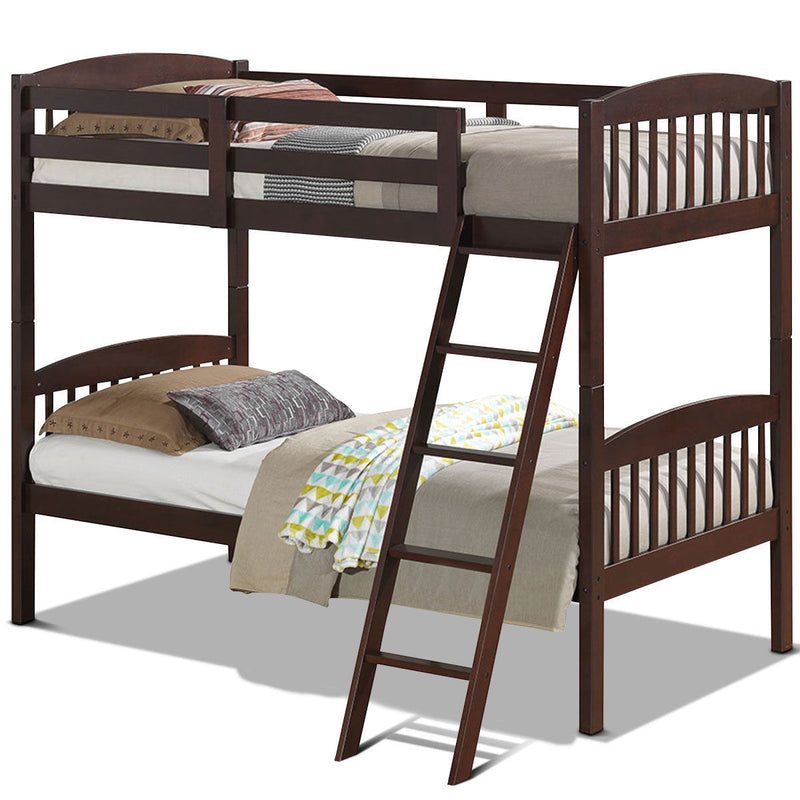 Hardwood Bunk Beds with Kid Bed Ladder