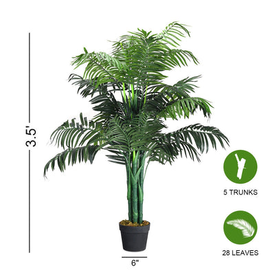 3.5 ft Artificial Areca Palm Decorative Silk Tree with Basket