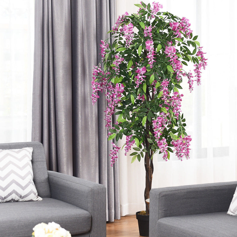 6-Feet Artificial Wistera Silk Indoor-Outdoor Tree