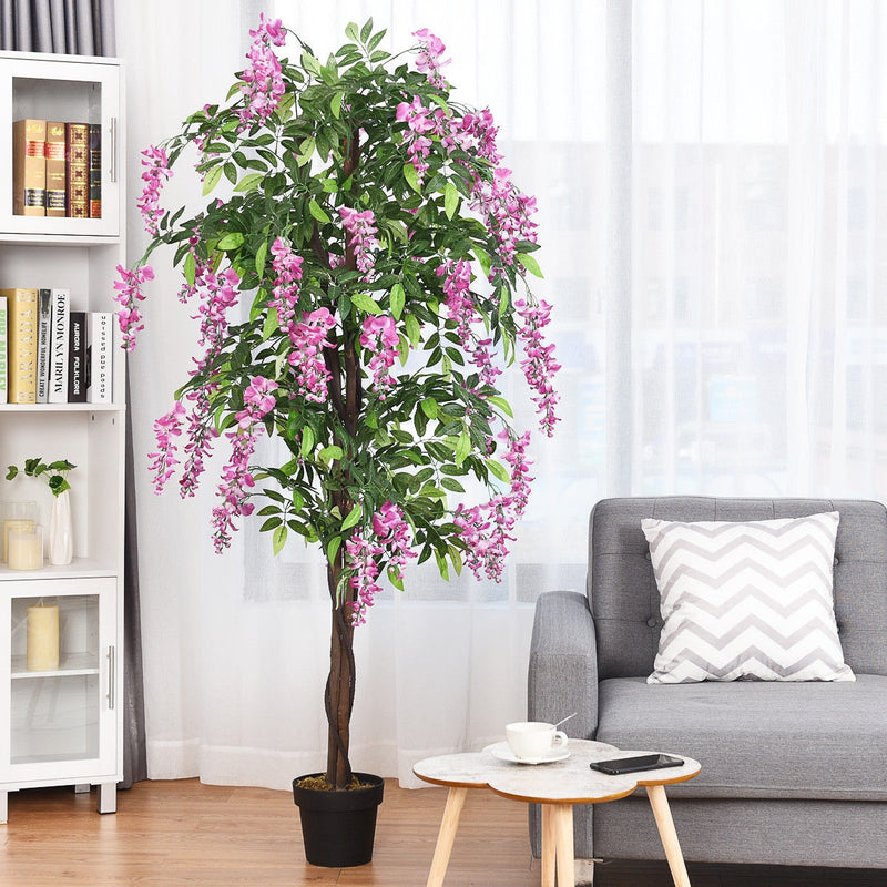 6-Feet Artificial Wistera Silk Indoor-Outdoor Tree