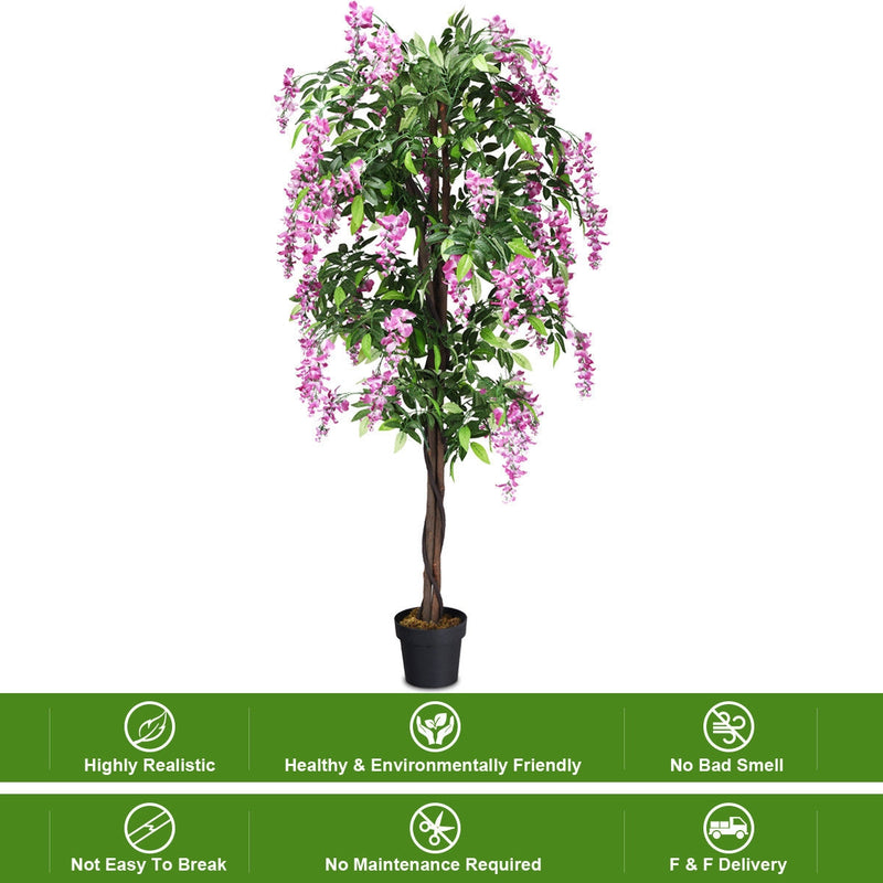 6-Feet Artificial Wistera Silk Indoor-Outdoor Tree