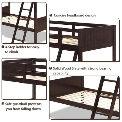 Wooden Bunk Beds Convertable 2 Individual Beds