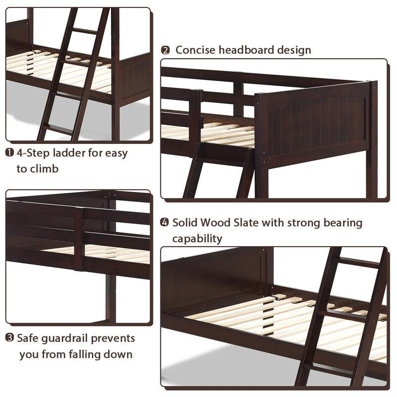 Wooden Bunk Beds Convertable 2 Individual Beds