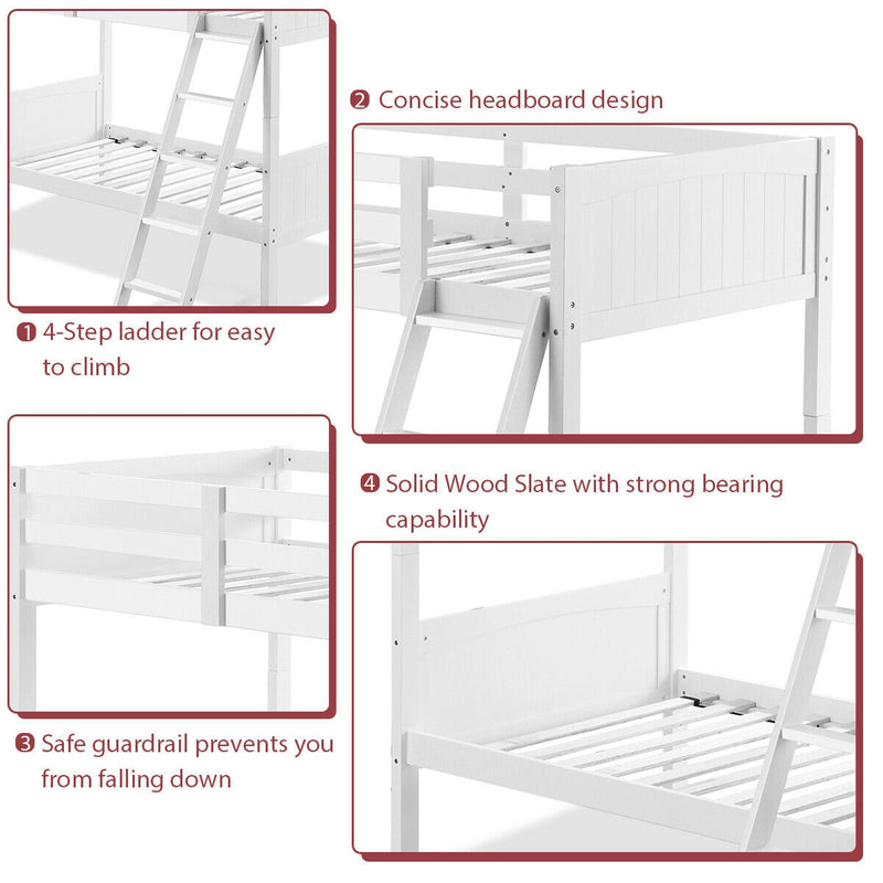 Wooden Bunk Beds Convertable 2 Individual Beds