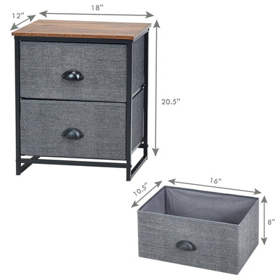 Metal Frame Nightstand Bedside Table with 2 Removable Drawers