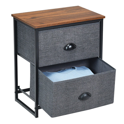 Metal Frame Nightstand Bedside Table with 2 Removable Drawers