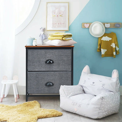 Metal Frame Nightstand Bedside Table with 2 Removable Drawers