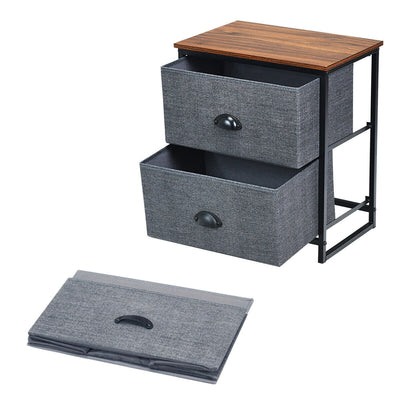 Metal Frame Nightstand Bedside Table with 2 Removable Drawers