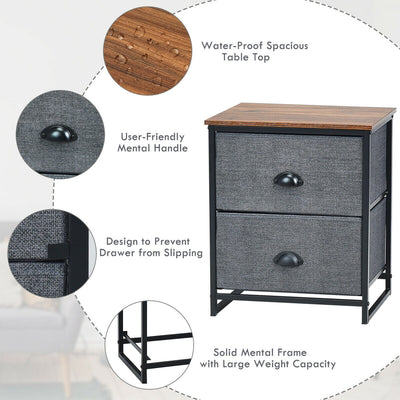 Metal Frame Nightstand Bedside Table with 2 Removable Drawers