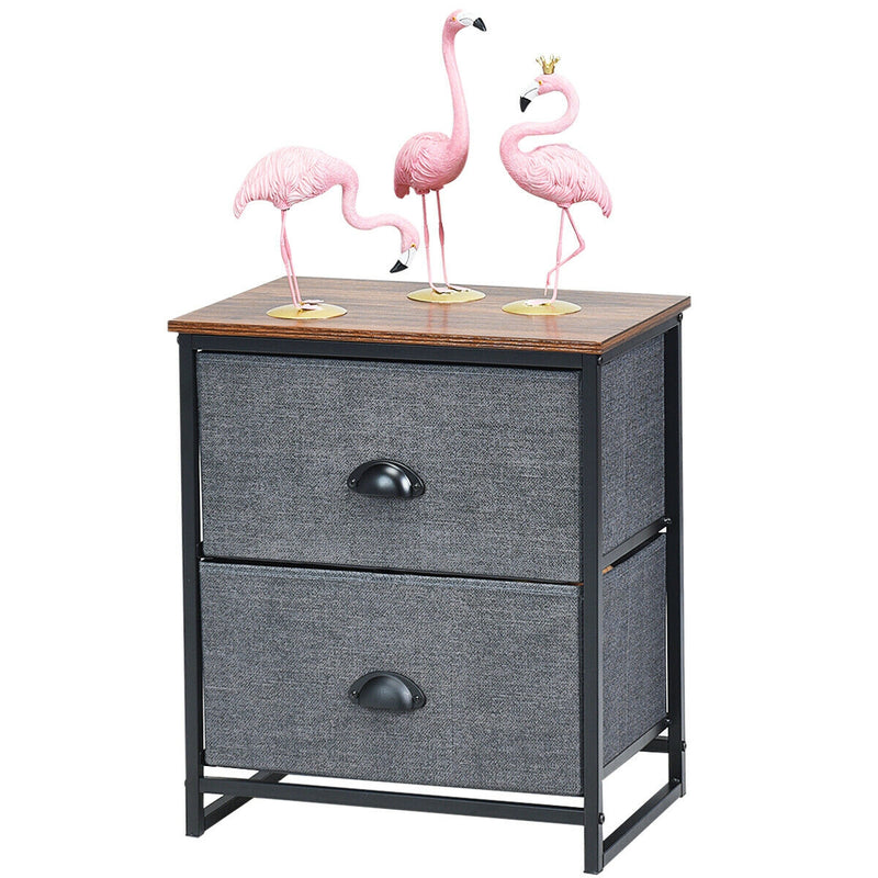 Metal Frame Nightstand Bedside Table with 2 Removable Drawers