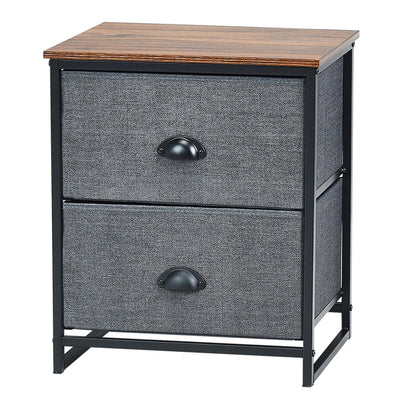 Metal Frame Nightstand Bedside Table with 2 Removable Drawers