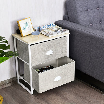 Metal Frame Nightstand Bedside Table with 2 Removable Drawers