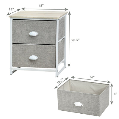 Metal Frame Nightstand Bedside Table with 2 Removable Drawers