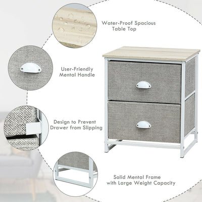 Metal Frame Nightstand Bedside Table with 2 Removable Drawers