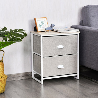 Metal Frame Nightstand Bedside Table with 2 Removable Drawers