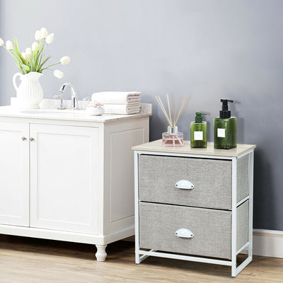 Metal Frame Nightstand Bedside Table with 2 Removable Drawers