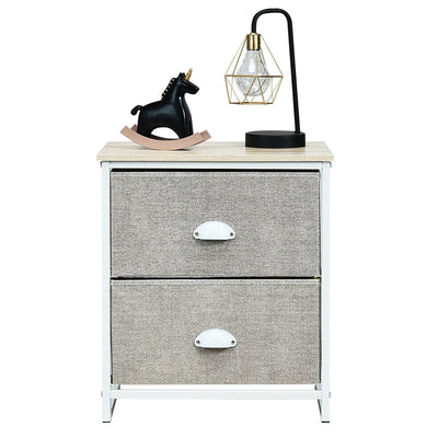 Metal Frame Nightstand Bedside Table with 2 Removable Drawers