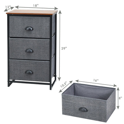 3-Drawer Removeable Rectangular Nightstand