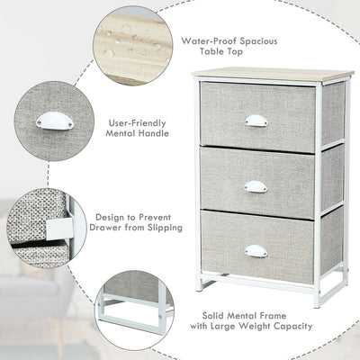 3-Drawer Removeable Rectangular Nightstand