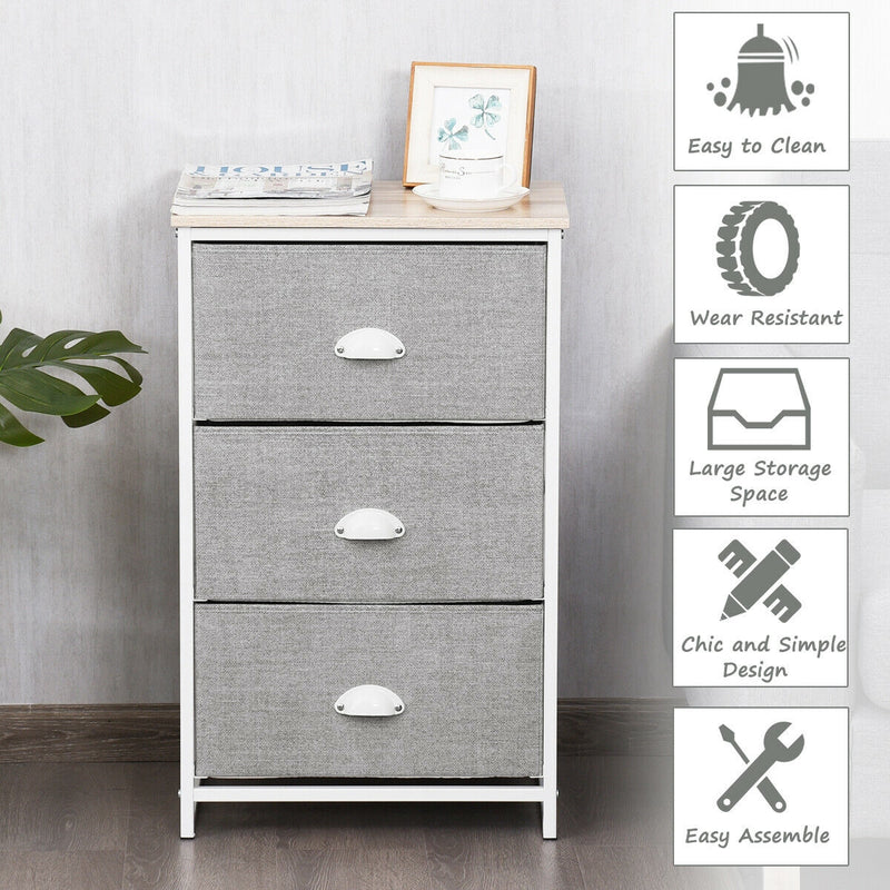 3-Drawer Removeable Rectangular Nightstand