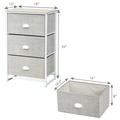 3-Drawer Removeable Rectangular Nightstand