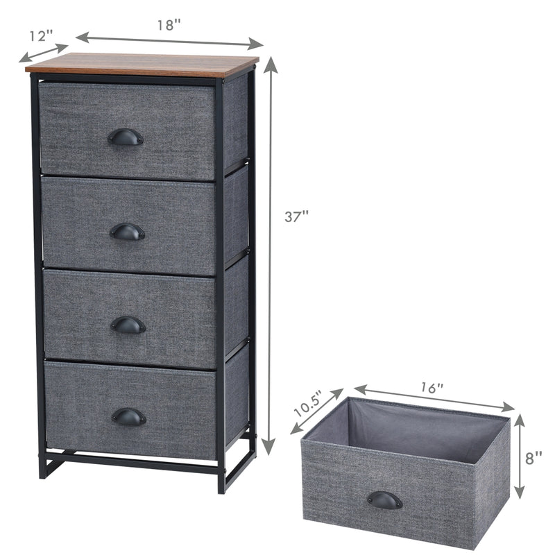 Metal Frame Chest Storage Bedside Table with 4 Removable Drawers