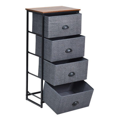 Metal Frame Chest Storage Bedside Table with 4 Removable Drawers