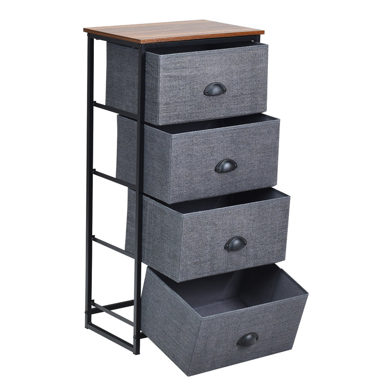 Metal Frame Chest Storage Bedside Table with 4 Removable Drawers