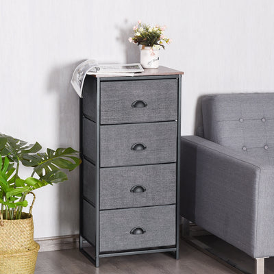 Metal Frame Chest Storage Bedside Table with 4 Removable Drawers