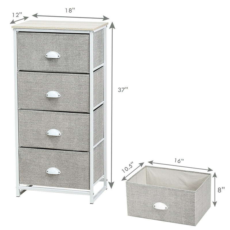 Metal Frame Chest Storage Bedside Table with 4 Removable Drawers