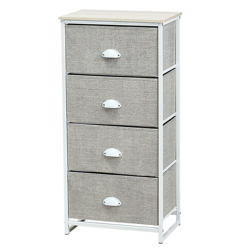 Metal Frame Chest Storage Bedside Table with 4 Removable Drawers