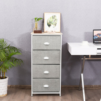 Metal Frame Chest Storage Bedside Table with 4 Removable Drawers