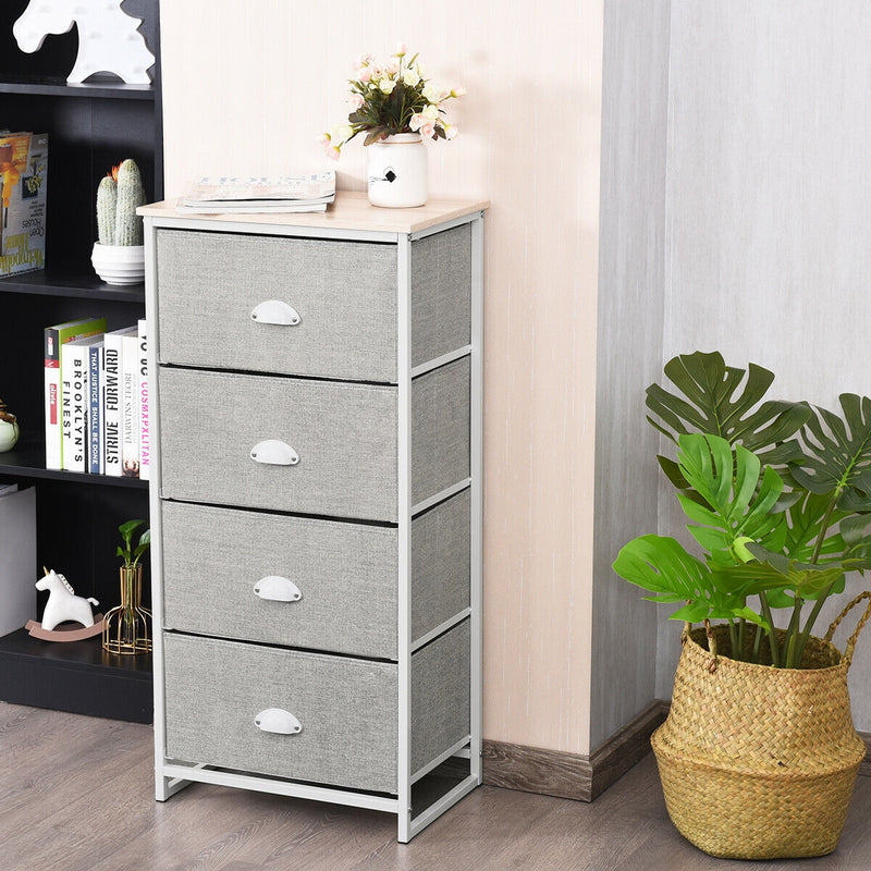 Metal Frame Chest Storage Bedside Table with 4 Removable Drawers