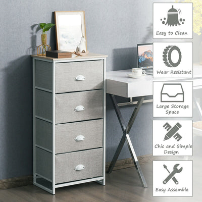 Metal Frame Chest Storage Bedside Table with 4 Removable Drawers