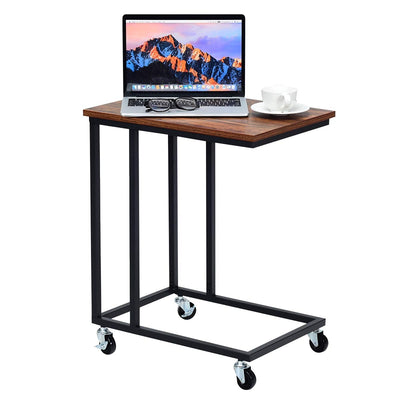 Steel Frame End Table Laptop Holder with Lockable Casters